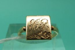 A 18ct gold square signet ring, weight 2.