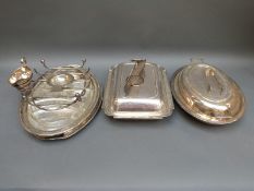 A quantity of silver plated ware to include entree dishes,