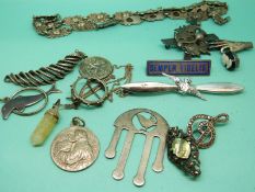 An RAF brooch, white metal brooch in the form of a thistle,