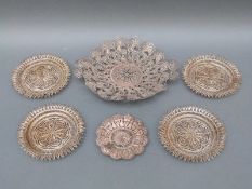 A continental filigree dish with all over floral decoration,