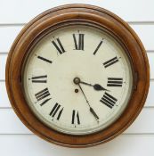 Late 19th century dial wall clock in light oak case with fusee movement and Roman dial with spade