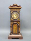 Edwardian miniature continental longcased clock with decorative case and Roman dial with spade