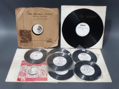 Nine white label test pressing 45s of classical music with 5x12inch white labels