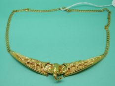 An 18ct gold necklace in the form of elephants set with diamonds, weight 41.