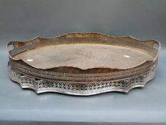 Two large galleried silver plated trays,