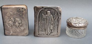 Two Edward VII hallmarked silver mounted miniature books,