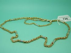 A bicoloured heavy gold chain and bracelet marked 585, weight 68.