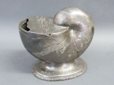 A 19thC plated pedestal spoon warmer in the form of a nautilus shell,