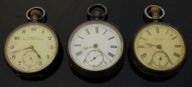 Three hallmarked silver pocket watches, one by Kendal & Dent with inset subsidiary dial,