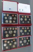 Six Royal Mint UK proof coin collections most with certificates, comprising 1992-1995,