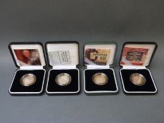 Four cased and certificated silver Piedfort £2 coins to include Gunpowder Plot,