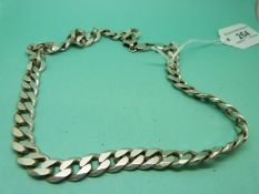 A heavy silver curb link necklace