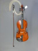 A 20thC violin in high gloss finish, unlabelled, with 36cm two piece back,