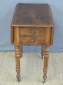 A 19thC French walnut two-drawer side table or bedside cabinet, W37 x D53 x H70.