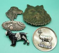 A silver and enamel Kenart brooch in the form of a cocker spaniel,