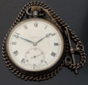 Rolex for G A Baker of Gloucester continental silver keyless winding pocket watch with blued