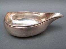 A Georgian hallmarked silver pap boat, marks rubbed but likely London 1814,
