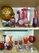 A collection of coloured Art glass