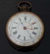 The Walterlan Guinea Chronometer brass cased chronograph pocket watch with Roman numerals,
