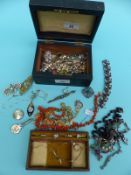 A collection of jewellery to include necklaces, rings, silver brooch, coral necklace,