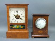 A late 19th century American 'postman's clock' together with a c1900 mahogany cased mantel clock