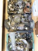 A large quantity of silver plated ware to include candelabra, goblets,