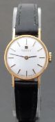 Tissot 18ct gold ladies wristwatch with two tone baton markers,