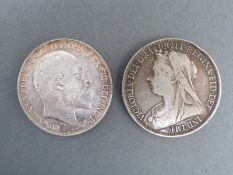 Edward VII 1902 crown together with a Queen Victoria veiled head 1895