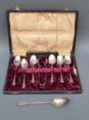 A cased set of six hallmarked silver teaspoon and tongs together with a Hester Bateman Georgian