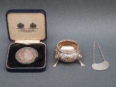 A cased Spink hallmarked Yacht Britannia 1954-75 medallion marked silver to rim,