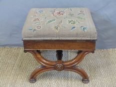 A 19th century cross framed rosewood stool,