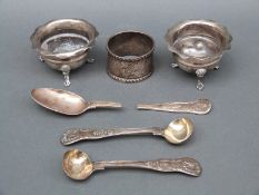 A pair of Victorian hallmarked silver King's pattern mustard spoons, teaspoon,