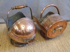 Two copper and brass coal scuttles