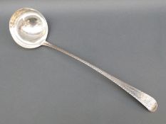 A Georgian Scottish hallmarked silver bright cut soup ladle,