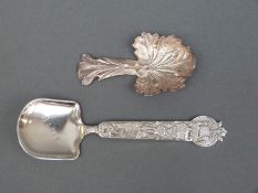 A Victorian hallmarked silver novelty caddy spoon formed as a leaf,