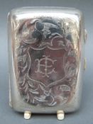 A George V hallmarked silver cigarette case, Chester 1918,