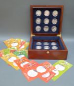 A deluxe cased Royal Mint Golden Age of Steam set of 18 silver proof £5 coins,