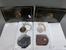 Two Franklin Mint pocket watch sets, both in original boxes.