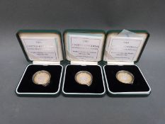 Three Wireless Bridges the Atlantic cased silver proof £2 coins with certificates