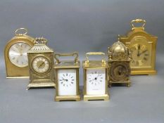 A French brass corrinche cased early to mid 20th century carriage clock with Roman dial and blued