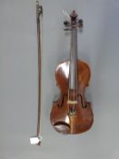 A 19thC violin with boxwood inlay, labelled Joannes Franciscus Pressenda q Raphael,