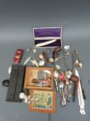 A collection of hallmarked silver and white metal spoons (109g), bijouterie, costume jewellery,