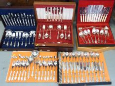 Six plated canteens of cutlery,