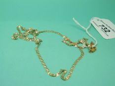 A yellow metal tri-coloured necklace marked 14k and 585,