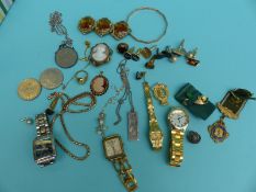 A collection of costume jewellery and wristwatches including Giorgio Armani