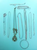 Silver jewellery including bangle, necklaces, bracelet,