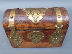 A 19thC brass bound stationery box,