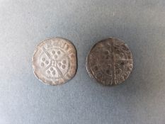 Edward 1st 1272-1307 silver penny, together with an Edward III 1327-1377 example,