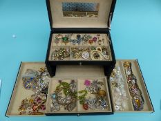 A collection of jewellery to include paste jewellery, ivory beads, a ruby ring, 1950s brooch,