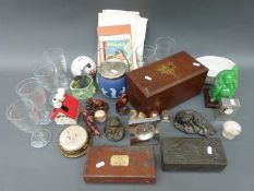 A quantity of items to include glass, boxes, clocks,